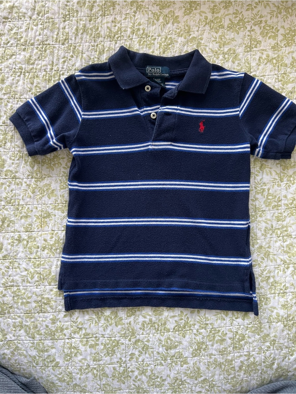 Polo by Ralph Lauren Navy Polo with White & Light Blue Stripes